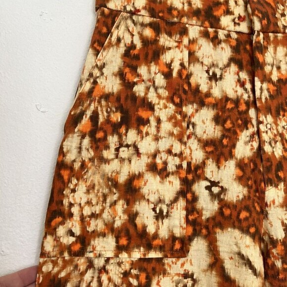 Zara Linen Palazzo Pants XSMALL ORANGE burnt Bohemian - Picture 9 of 15